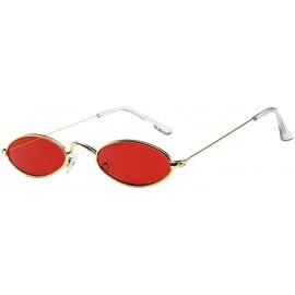 Goggle 2019 New Style Vintage Slender Oval Sunglasses Small Metal Frame Candy Colors - C - CS18SIY47GX $6.58