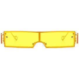 Rectangular Rectangular Sunglasses with Side Shields Party One Piece Vintage Sun Glasses Metal - Gold With Yellow - CI1999IEG...