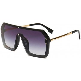 Goggle Flat Top Oversize One Piece Lens Goggle Sunglasses Women Fashion Gradient Square Shades - Gray - C318M7389KM $24.50