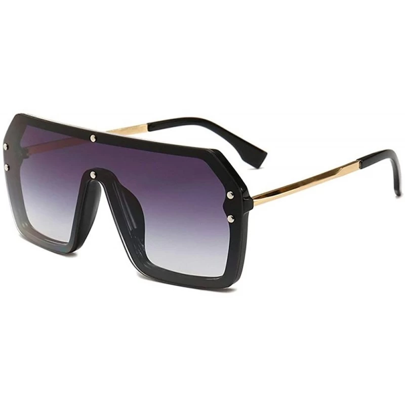 Goggle Flat Top Oversize One Piece Lens Goggle Sunglasses Women Fashion Gradient Square Shades - Gray - C318M7389KM $14.94