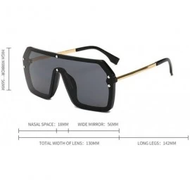 Goggle Flat Top Oversize One Piece Lens Goggle Sunglasses Women Fashion Gradient Square Shades - Gray - C318M7389KM $14.94