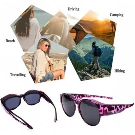 Oversized Polarized Fit Over Glasses Sunglasses with Oversized Cat Eye Frame for Men and Women - Purple Leopard - CA199GKHL7C...