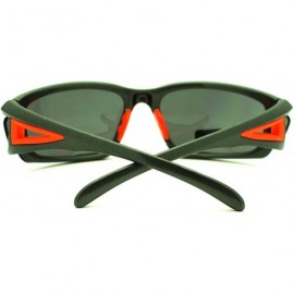 Sport Mens Biker Shatterproof Warp Around Plastic Sports Sunglasses - Grey Black Orange - CN11LZBDXNL $21.83