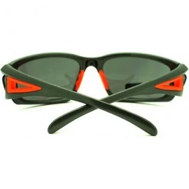 Sport Mens Biker Shatterproof Warp Around Plastic Sports Sunglasses - Grey Black Orange - CN11LZBDXNL $20.23
