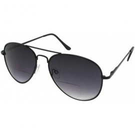Aviator Mens Big Aviator Bifocal Sunglasses B83 - Black Frame Gray Lenses - CY18IH6OG9X $31.26
