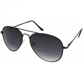 Aviator Mens Big Aviator Bifocal Sunglasses B83 - Black Frame Gray Lenses - CY18IH6OG9X $12.11