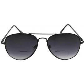 Aviator Mens Big Aviator Bifocal Sunglasses B83 - Black Frame Gray Lenses - CY18IH6OG9X $12.11