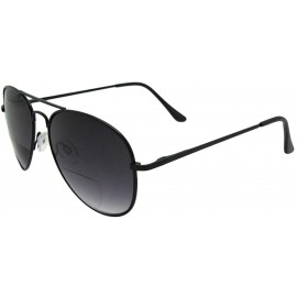 Aviator Mens Big Aviator Bifocal Sunglasses B83 - Black Frame Gray Lenses - CY18IH6OG9X $12.11