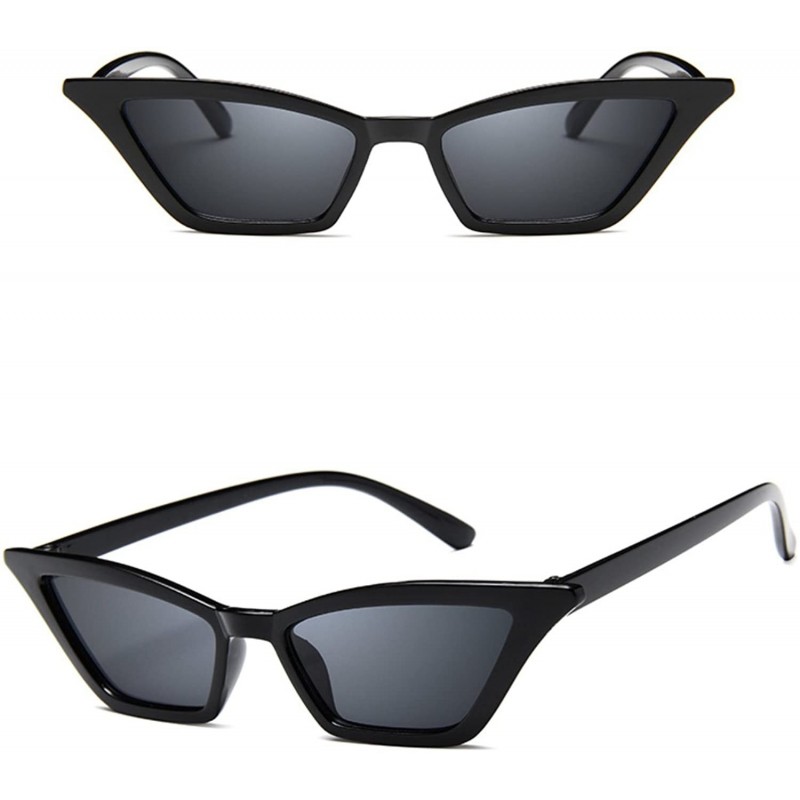 Cat Eye Small Frame Skinny Cat Eye Sunglasses for Women Colorful Lens Mini Narrow Square Retro Cateye Vintage Sunglasses - CQ...