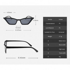 Cat Eye Small Frame Skinny Cat Eye Sunglasses for Women Colorful Lens Mini Narrow Square Retro Cateye Vintage Sunglasses - CQ...