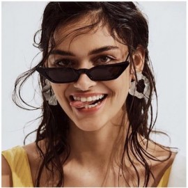 Cat Eye Small Frame Skinny Cat Eye Sunglasses for Women Colorful Lens Mini Narrow Square Retro Cateye Vintage Sunglasses - CQ...