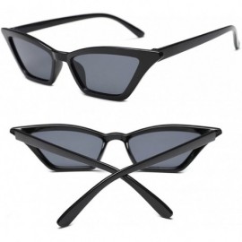 Cat Eye Small Frame Skinny Cat Eye Sunglasses for Women Colorful Lens Mini Narrow Square Retro Cateye Vintage Sunglasses - CQ...