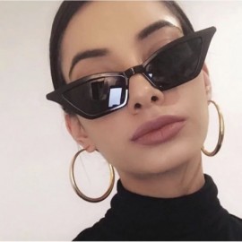 Cat Eye Small Frame Skinny Cat Eye Sunglasses for Women Colorful Lens Mini Narrow Square Retro Cateye Vintage Sunglasses - CQ...