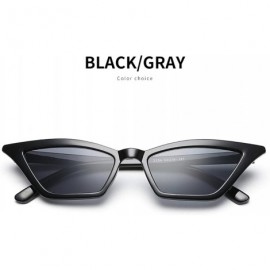 Cat Eye Small Frame Skinny Cat Eye Sunglasses for Women Colorful Lens Mini Narrow Square Retro Cateye Vintage Sunglasses - CQ...