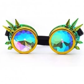 Goggle Kaleidoscope Steampunk Rave Glasses Goggles with Rainbow Crystal Glass Lens - Yellow-green Spike - CA18GLRLWQD $31.05