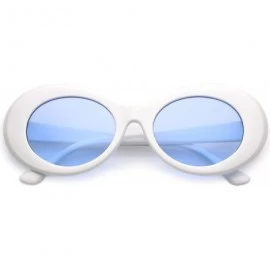 Goggle Bold Retro Oval Mod Thick Frame Sunglasses Clout Goggles with Color Tinted Round Lens 51mm - White / Blue - C6182XLWIS...