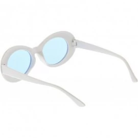 Goggle Bold Retro Oval Mod Thick Frame Sunglasses Clout Goggles with Color Tinted Round Lens 51mm - White / Blue - C6182XLWIS...
