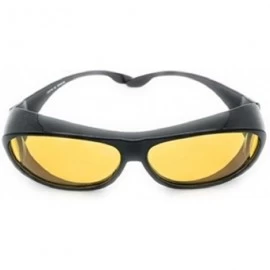 Oversized Wrap Around Night Vision Glasses - Fit Over Glasses with Polarized Yellow Lens Night Driving Glasses - Black - C918...
