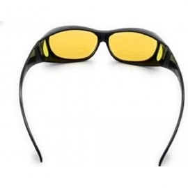 Oversized Wrap Around Night Vision Glasses - Fit Over Glasses with Polarized Yellow Lens Night Driving Glasses - Black - C918...