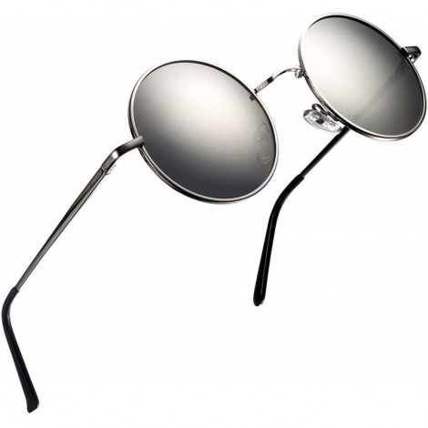Round Sunglasses for Men Polarized Vintage Womens Men's Sun Glasses ...