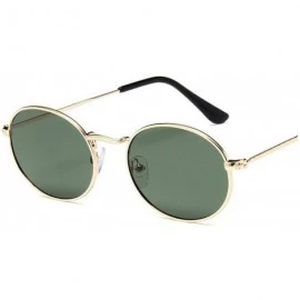 Oval Small Frame Sunglasses Women Retro Oval Mirror Metal Sun Glasses Vintage Lunette De Soleil Femme - Deepgreen - CF197A2E3...
