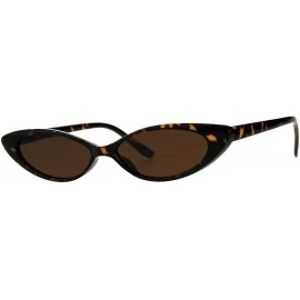 Oval Skinny Flat Sunglasses Womens Oval Wide Frame Retro Fashion UV 400 - Tortoise - CS18EOM4NWI $9.26