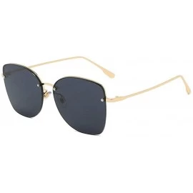 Square 2019 new rivet fashion half frame trend unisex brand designer sunglasses UV400 - Black - C218AWNQHZT $23.72