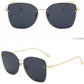 Square 2019 new rivet fashion half frame trend unisex brand designer sunglasses UV400 - Black - C218AWNQHZT $12.65