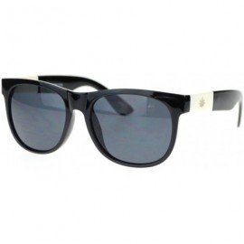 Round Black Kush Marijuana Pot Leaf Trim Premium Plastic Horn Rim Horned Sunglasses - C511YNNJ8M3 $19.33