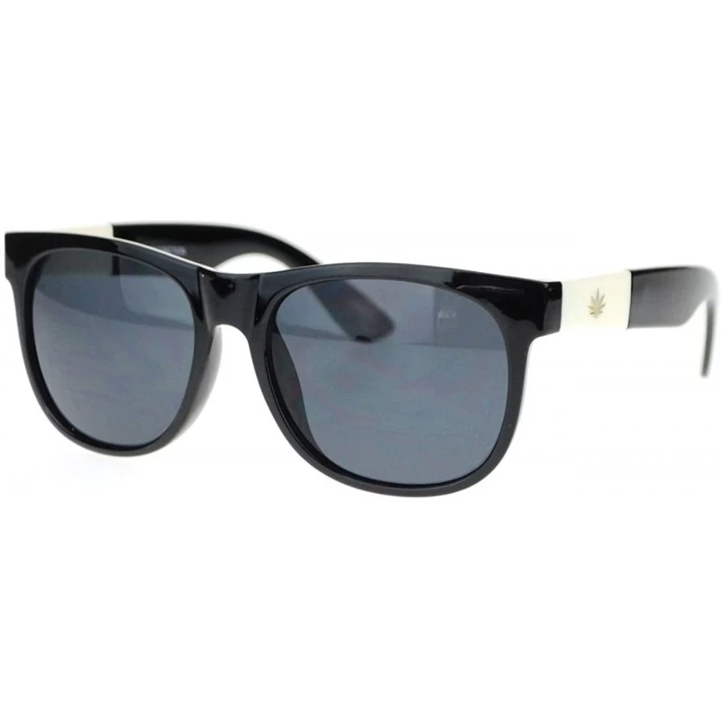 Round Black Kush Marijuana Pot Leaf Trim Premium Plastic Horn Rim Horned Sunglasses - C511YNNJ8M3 $10.29