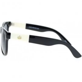 Round Black Kush Marijuana Pot Leaf Trim Premium Plastic Horn Rim Horned Sunglasses - C511YNNJ8M3 $10.29