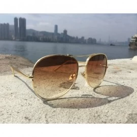 Aviator Vintage Women Sunglasses Oversized Aviator Glasses Gold Metal Classic Frame - Brown - CT18IH4D7K9 $14.55