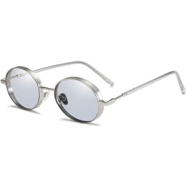 Round Unisex Sunglasses Retro Black Drive Holiday Round Non-Polarized UV400 - Silver - CY18R5SHTQO $7.77