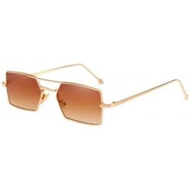 Square 2019 New trend metal fashion square unisex marine lens brand designer sunglasses UV400 - Gold Tea - CS18M90NI23 $20.24
