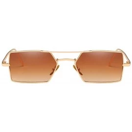 Square 2019 New trend metal fashion square unisex marine lens brand designer sunglasses UV400 - Gold Tea - CS18M90NI23 $13.23