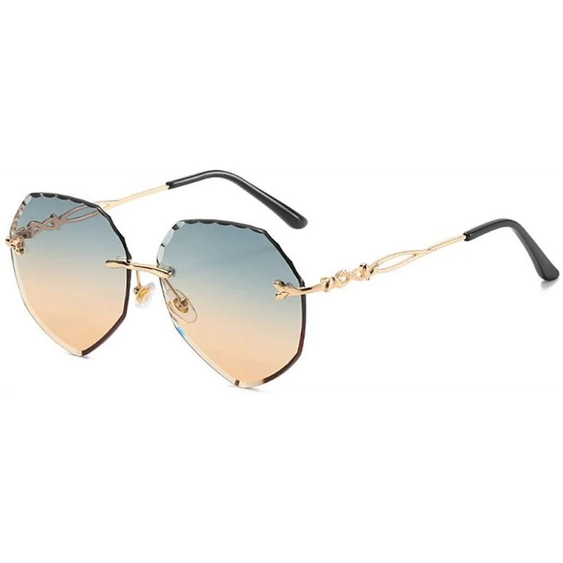 Rimless Rimless Cut Edge Sunglasses Irregular Ocean Slice Sunglasses for Lady - 6 - CG198R0CIDU $27.87