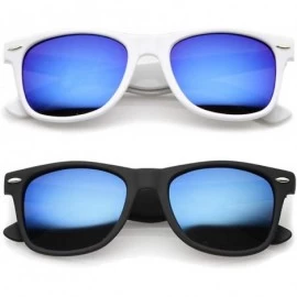 Wayfarer Men Women Retro Sunglasses Flash Color Mirror Lens UV Protection - White/Blue & Black/Blue - CG126EBAL5N $19.83