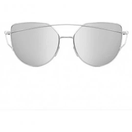 Cat Eye Fashion Cat Eye Sunglasses for Women Flat Lenses Metal Frame UV400 Protection - Silver Reflective - C218RS5WAOG $19.88