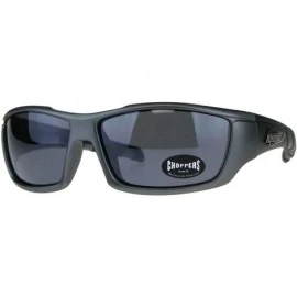 Rectangular Mens Sunglasses Bikers Fashion Wrap Around Shades UV 400 - Gunmetal - CM18DRW05I4 $20.83