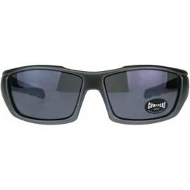 Rectangular Mens Sunglasses Bikers Fashion Wrap Around Shades UV 400 - Gunmetal - CM18DRW05I4 $9.47