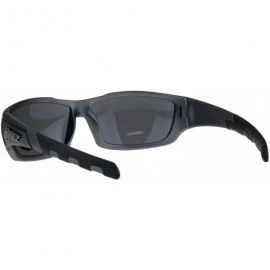 Rectangular Mens Sunglasses Bikers Fashion Wrap Around Shades UV 400 - Gunmetal - CM18DRW05I4 $9.47