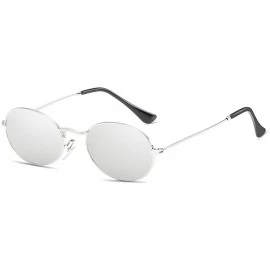 Round New Women's Eyewear Metal Frame Round Retro UV 400 Sunglasses - Silver Frame White Mercury Lens - CN18DOU0ISM $10.42