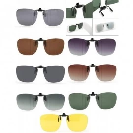 Square Square Clip On Flip Up Sunglasses Mens Womens Polarized Driving Nightvision UV400 - Green - CS18XMMZHTA $10.19