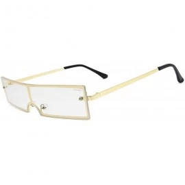 Square Women's Fashion Rectangular Sunglasses UV 400 Proctection - Golden Frame Transparent Lens - CG18T0S63NM $19.14