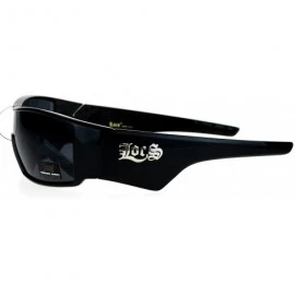 Shield Sporty Shield Shark Fin Gangster Plastic Sunglasses - Shinny Black - CV12C9TACY9 $11.25
