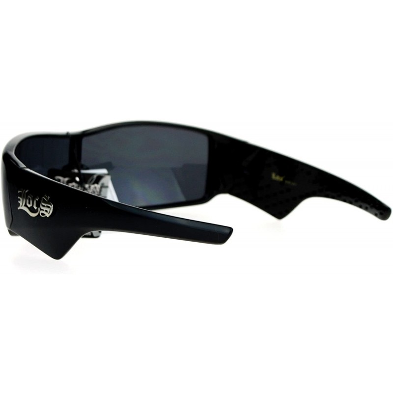 Sporty Shield Shark Fin Gangster Plastic Sunglasses - Shinny Black ...