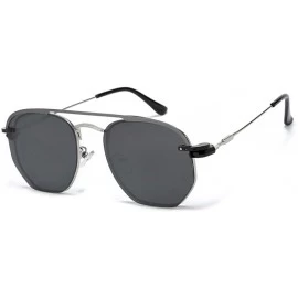 Square Polarized Clip on Sunglasses Square Men Woman Eyeglasses Metal Frame Driving - Silver With Black - CE18Z3U0O6D $22.65