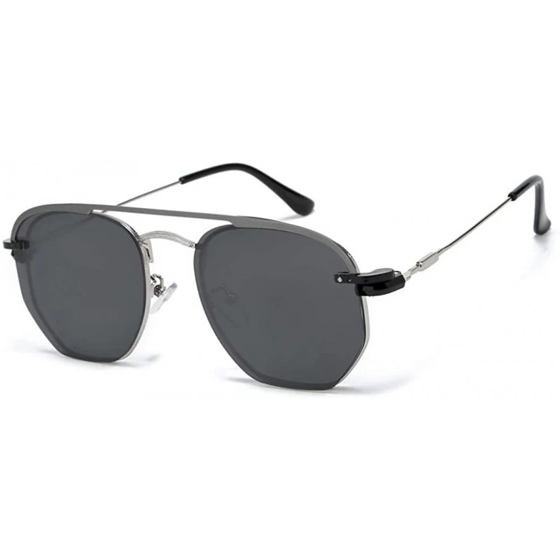 Square Polarized Clip on Sunglasses Square Men Woman Eyeglasses Metal Frame Driving - Silver With Black - CE18Z3U0O6D $12.65