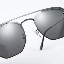 Square Polarized Clip on Sunglasses Square Men Woman Eyeglasses Metal Frame Driving - Silver With Black - CE18Z3U0O6D $12.65