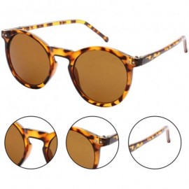 Round Retro British Fashion Keyhole Round Frame Sunglasses - Brown - C117YQEYGO4 $19.68